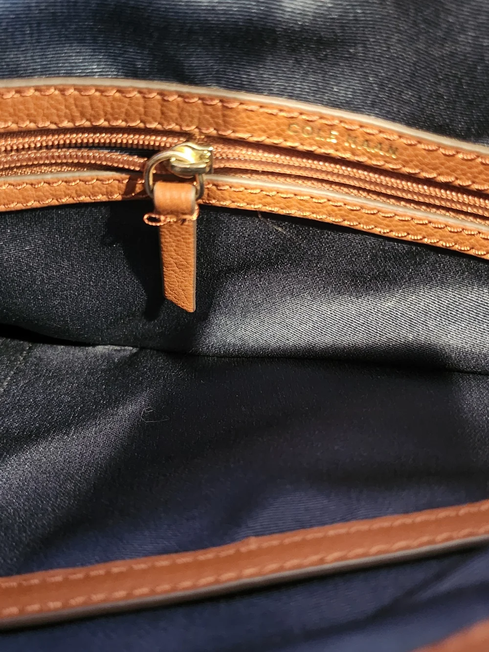 Cole Haan Canvas and Brown Leather Top-Handle Backpack